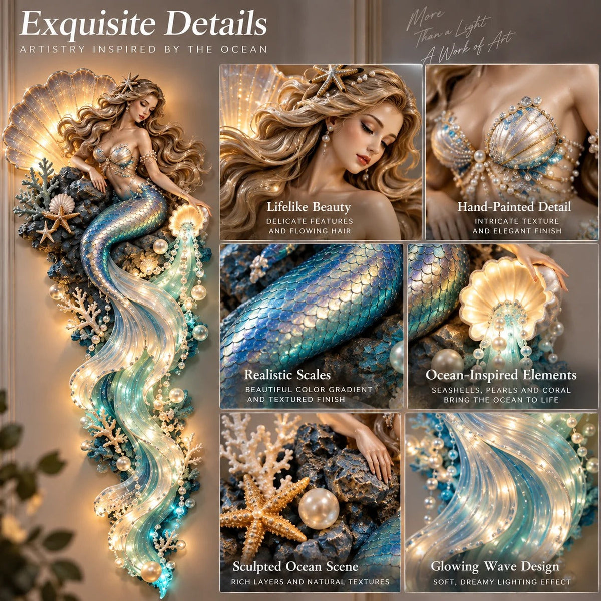 ⏰ Limited Stock 50% OFF - 🌊✨ Enchanted Ocean Legends™ Lighted Wall Décor Collection 🐋🧜‍♀️