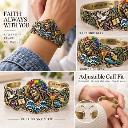 ⭐Faith Inspired Jesus Cuff Bracelet | Antique Brass With Scripture Message