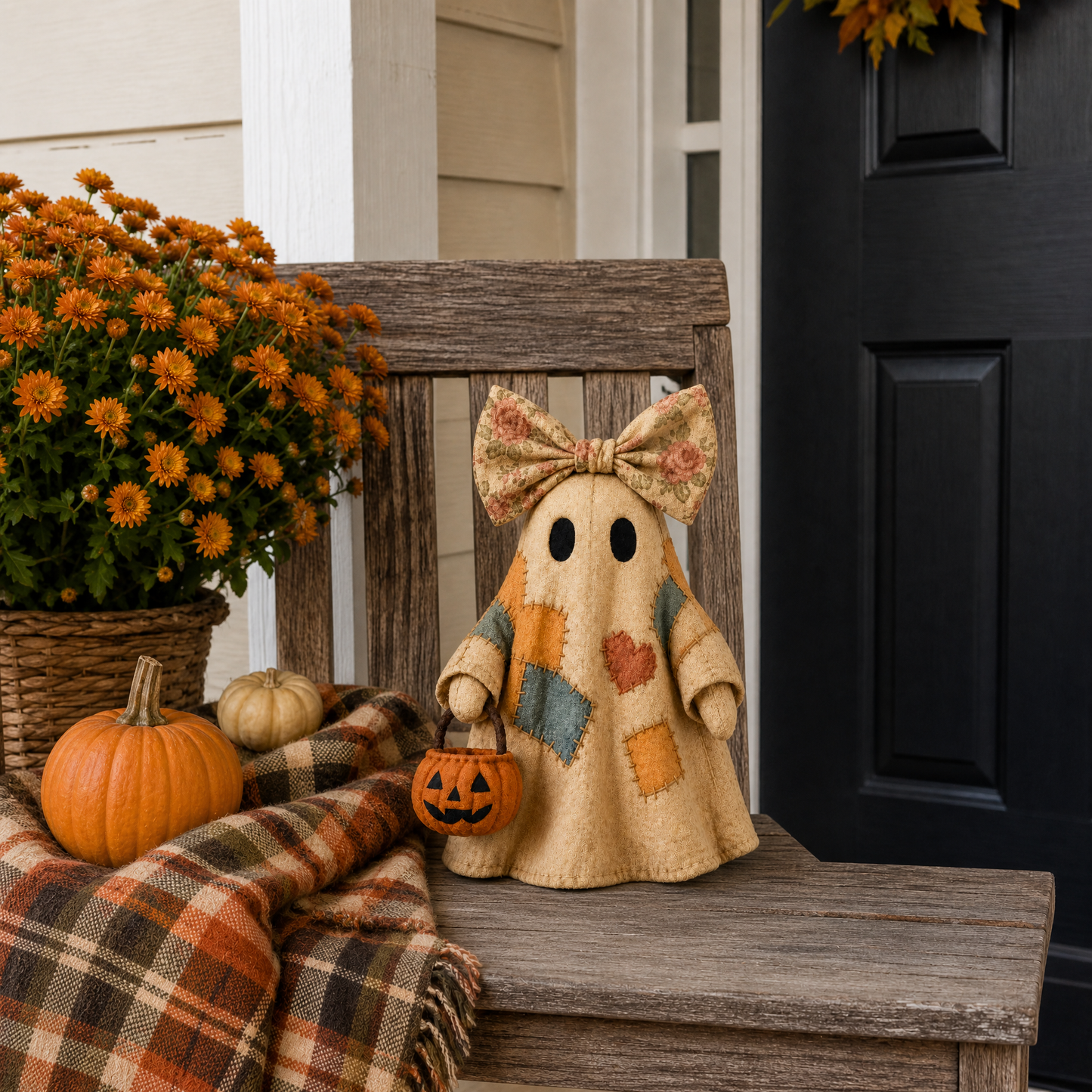 🔥 40% OFF TODAY - 👻🎃 Vintage Patchwork Ghost Decor(✨ LED Pumpkin Lantern}