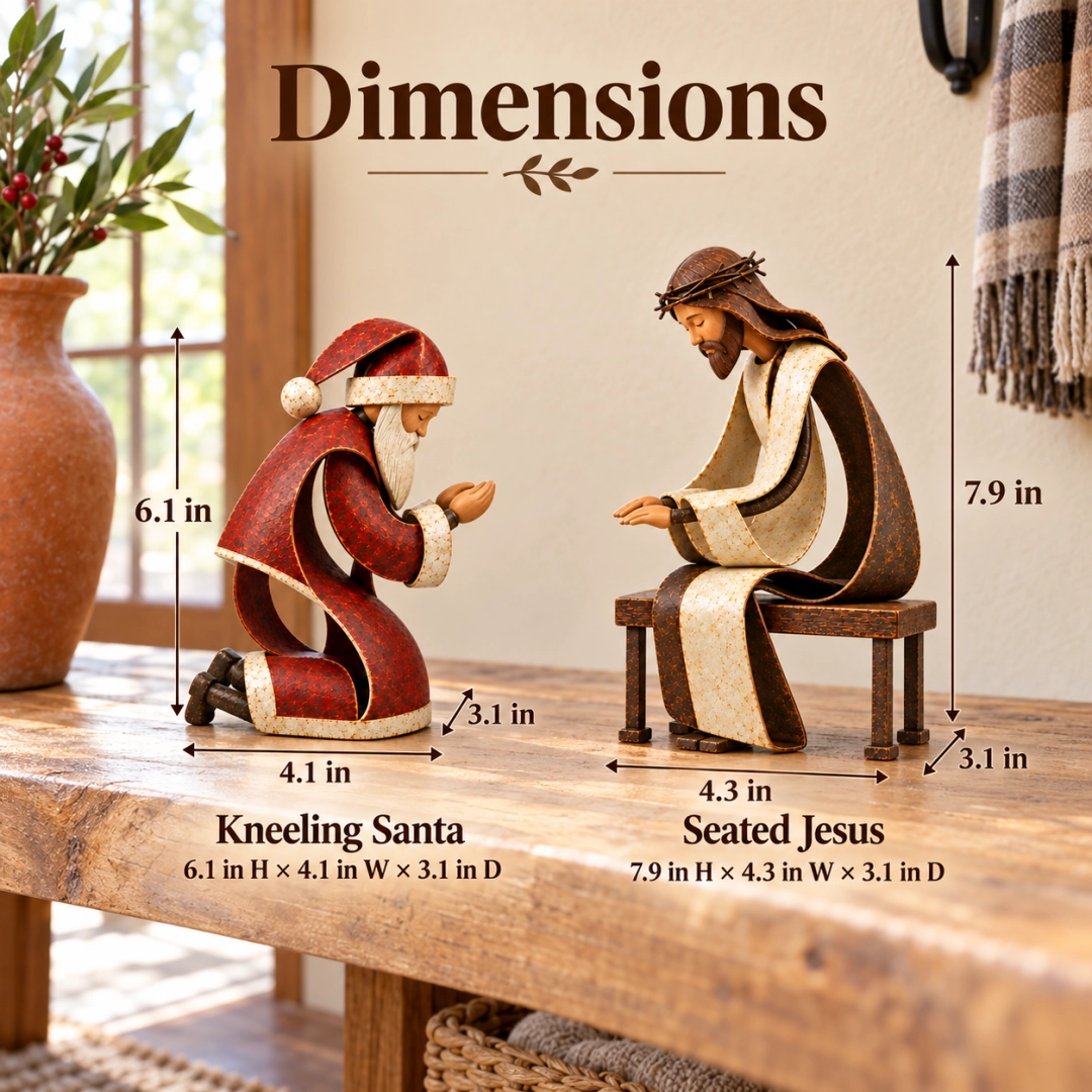Santa Kneeling Before Jesus Christmas Figurines