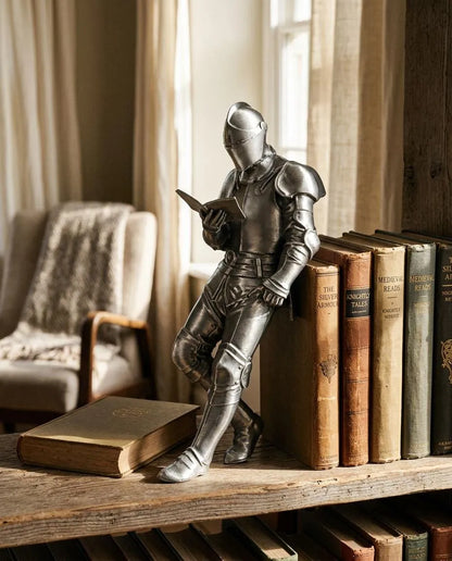 ⚔️📖 Reading Knight Bookshelf Statue | Medieval Fantasy Bookend Décor