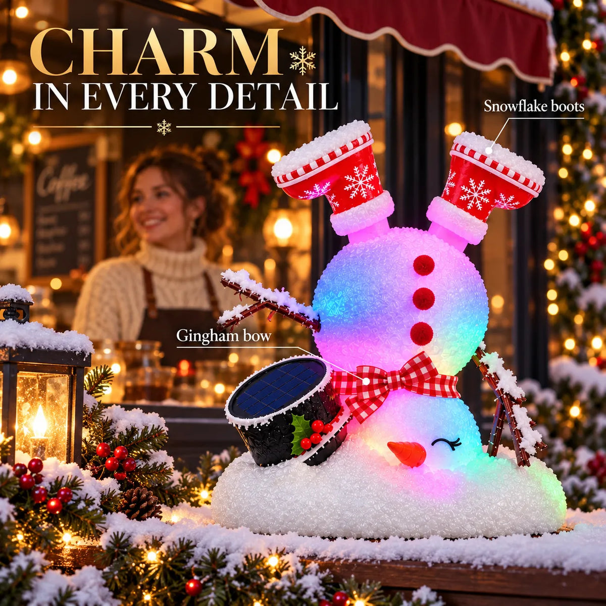 ⛄Waterproof Solar Snowman Figurine Light