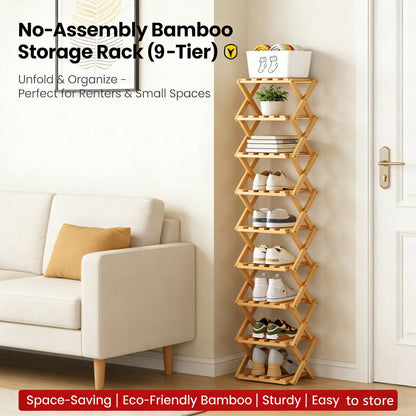 The 9-Tier No-Assembly Bamboo Rack ! ✨👟