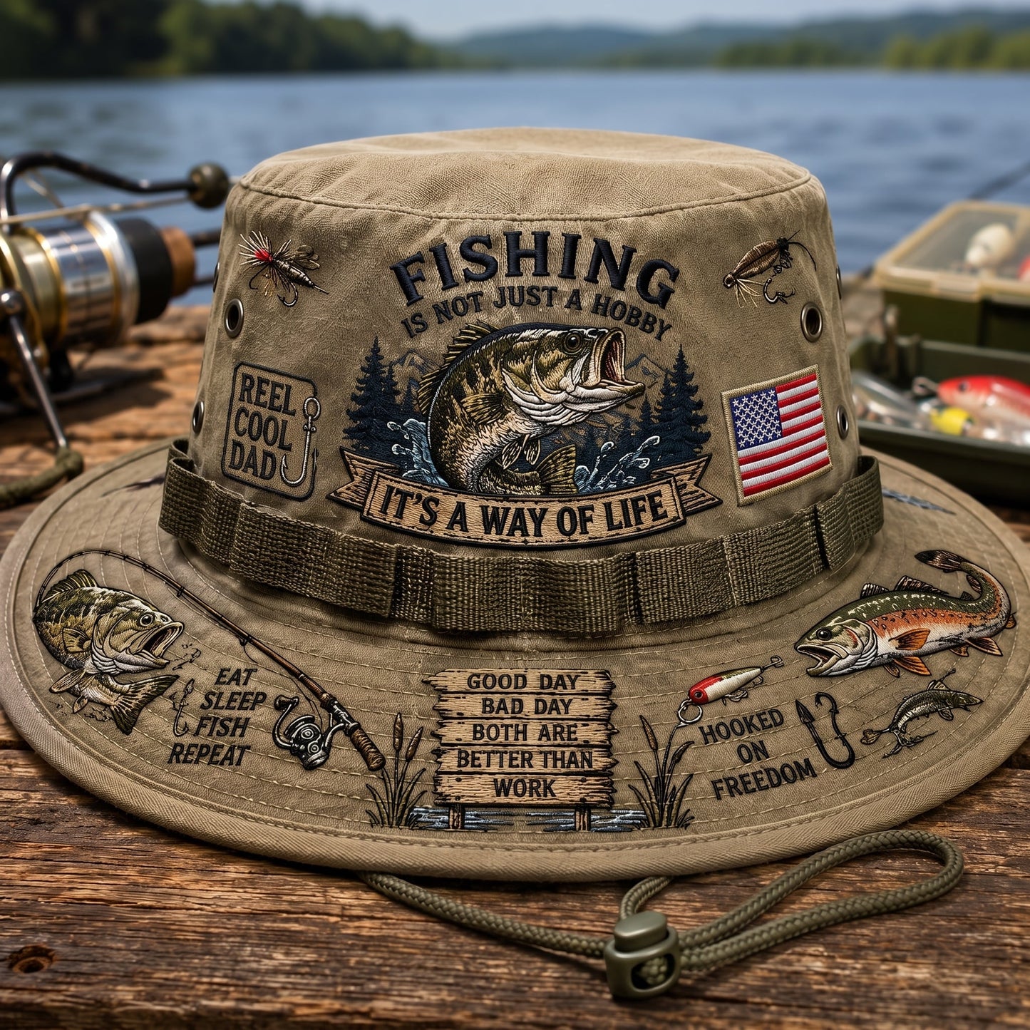 🎁🇺🇸 Last Day Promo: 49% OFF 🎣 Fishing Is a Way of Life Boonie Hat