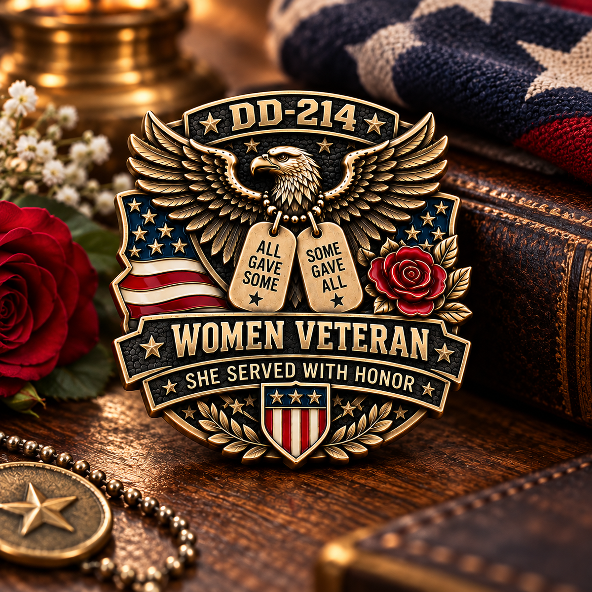 Women Veteran pin worn with pride