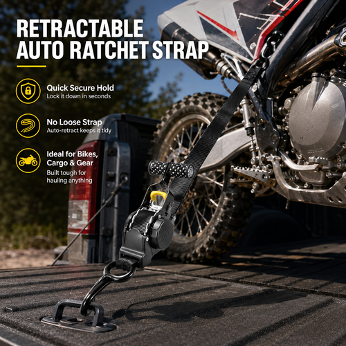 Upgraded Version: Heavy Duty Retractable Ratchet Straps