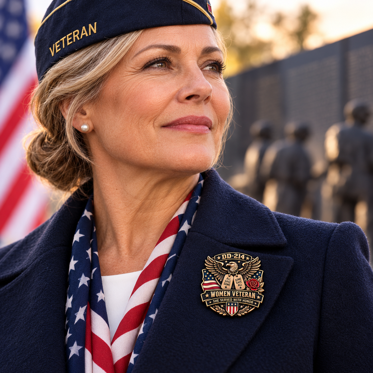 Detailed Veteran Honor Pin design