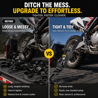 Upgraded Version: Heavy Duty Retractable Ratchet Straps
