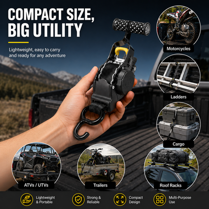 Upgraded Version: Heavy Duty Retractable Ratchet Straps