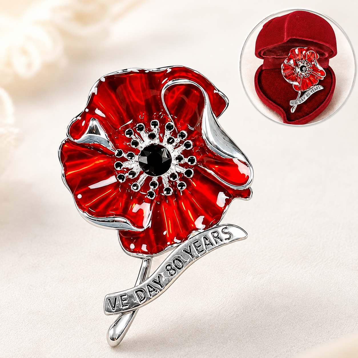 VE Day 80 Poppy Brooch | Limited Edition Anniversary Keepsake