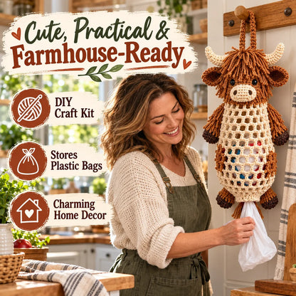 Crochet Animal Bag Holder DIY Kit – Cute & Functional Hanging Storage Craft Kit