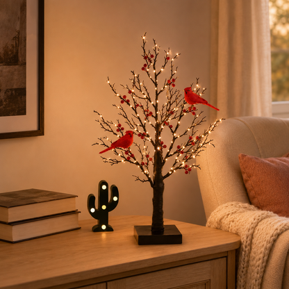 ✨ 2026 Vintage Glowing Cardinal Tree