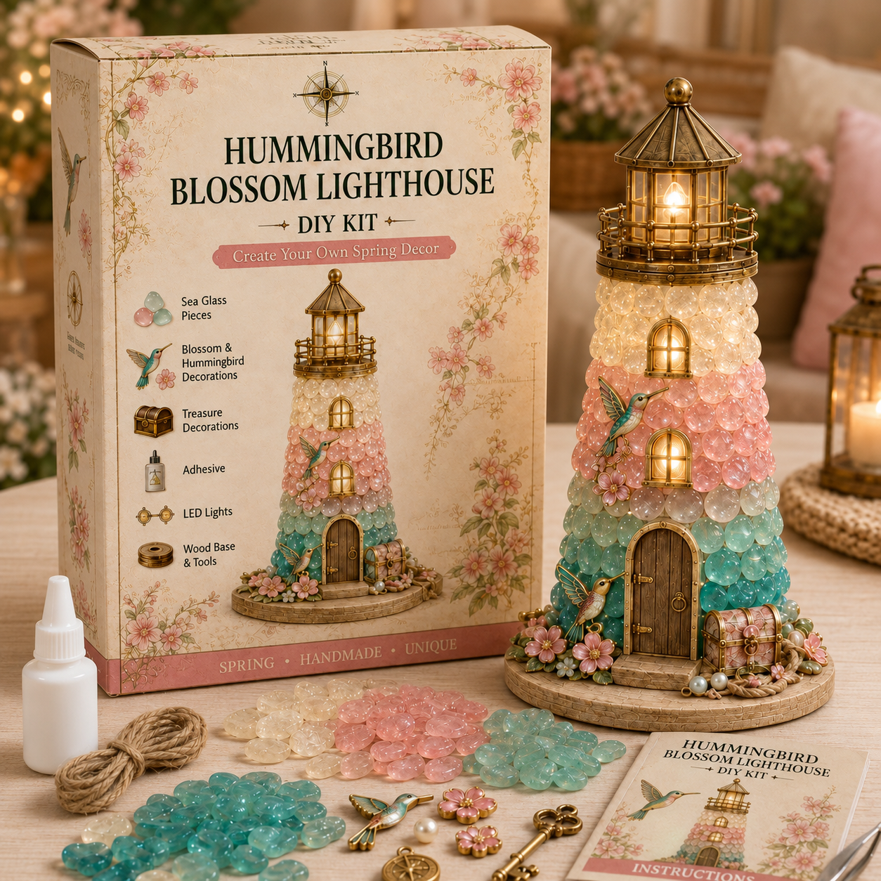 ⏳ Last Day 49% OFF – 🌊 Beginner-Friendly DIY Lighted Sea Glass💕