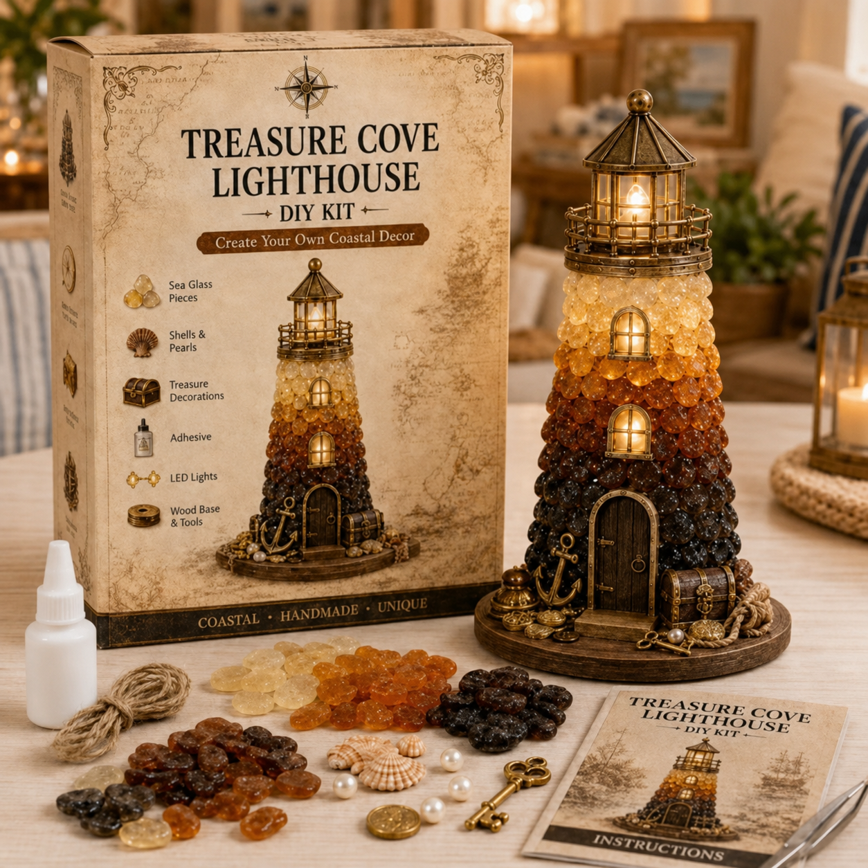 ⏳ Last Day 49% OFF – 🌊 Beginner-Friendly DIY Lighted Sea Glass💕