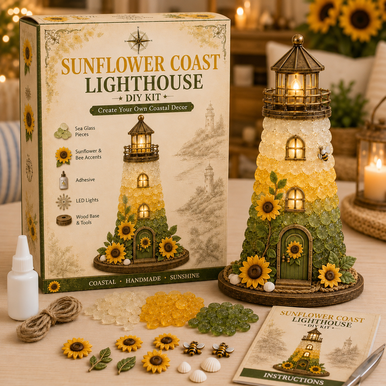 ⏳ Last Day 49% OFF – 🌊 Beginner-Friendly DIY Lighted Sea Glass💕