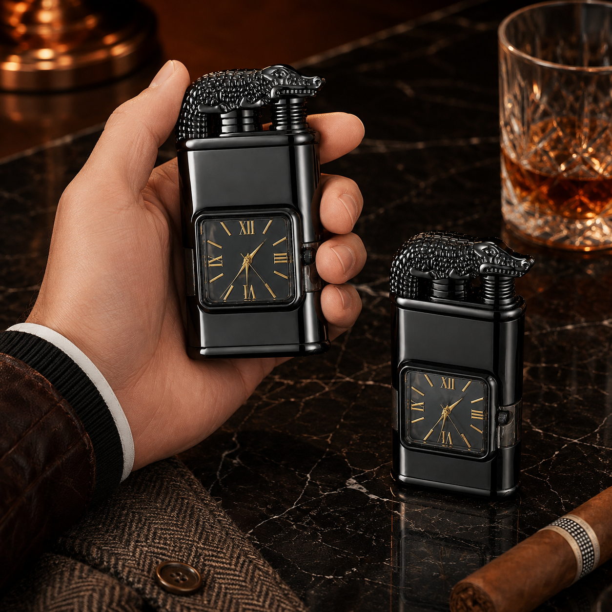 Vintage Watch Bezel Windproof Jet Flame Lighter