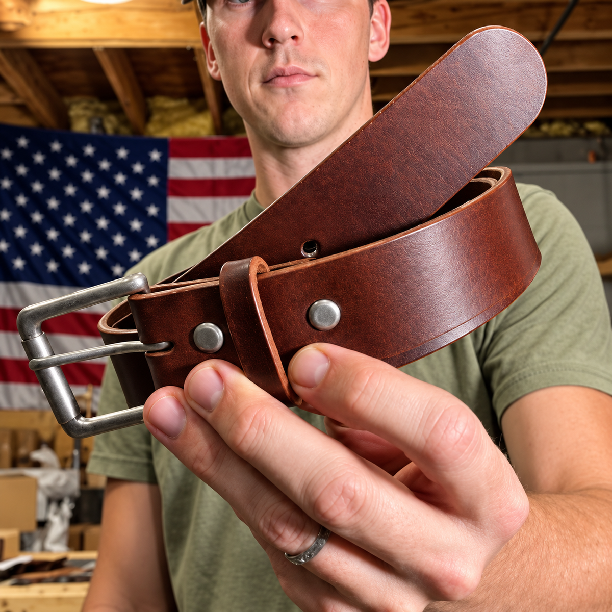 🔥 100% Handmade Full-Grain Buffalo Leather Belt – Built to Last