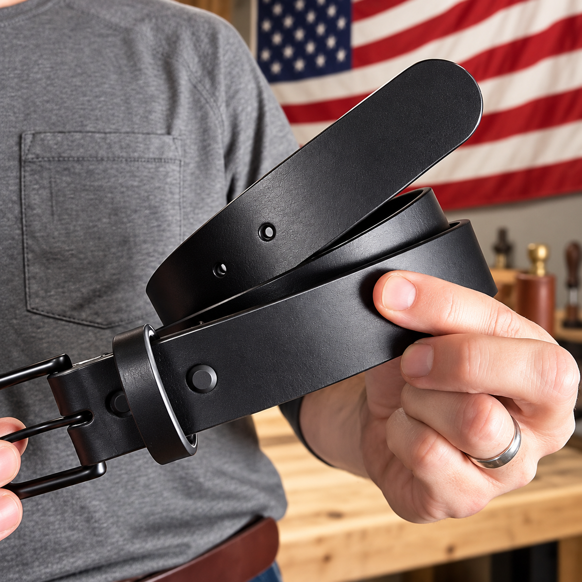 🔥 100% Handmade Full-Grain Buffalo Leather Belt – Built to Last