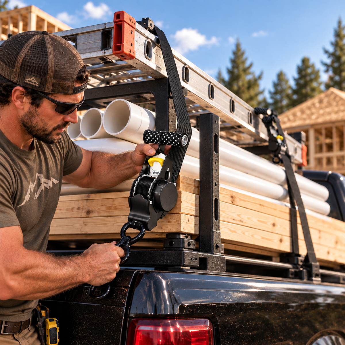 Upgraded Version: Heavy Duty Retractable Ratchet Straps