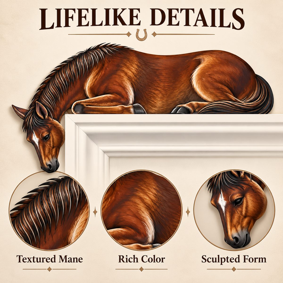 Wooden Horse Door Topper