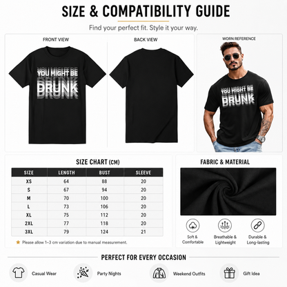 You Might Be Drunk Graphic T-Shirt – Funny Party Statement Tee for Men & Women