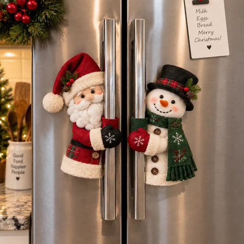 ☃️🎅 Christmas Santa & Snowman Handle Huggers – Set of 2