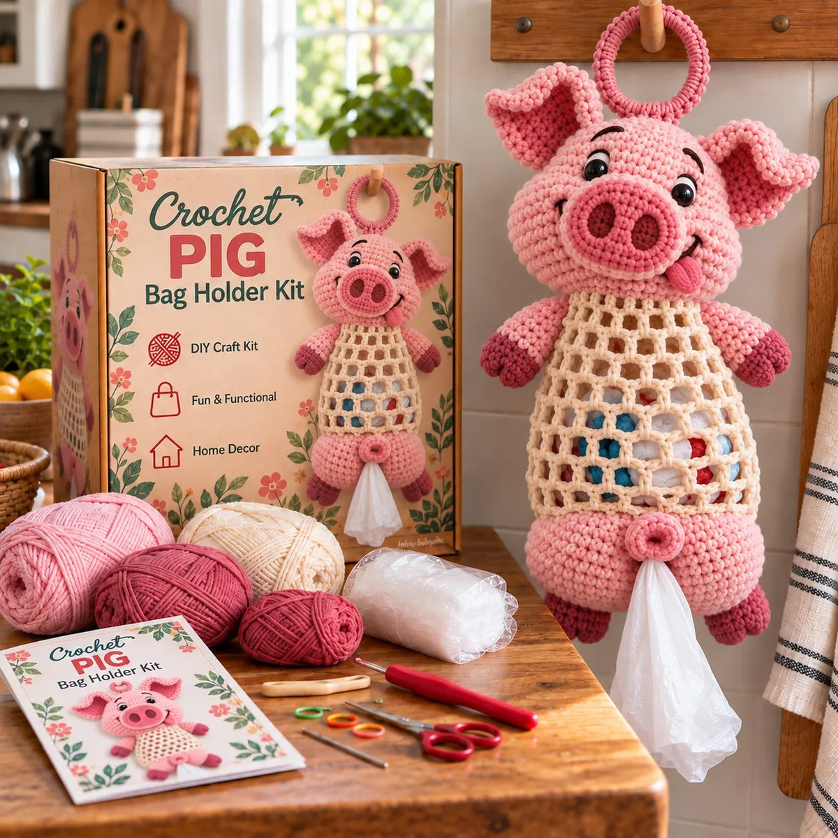 Crochet Animal Bag Holder DIY Kit – Cute & Functional Hanging Storage Craft Kit