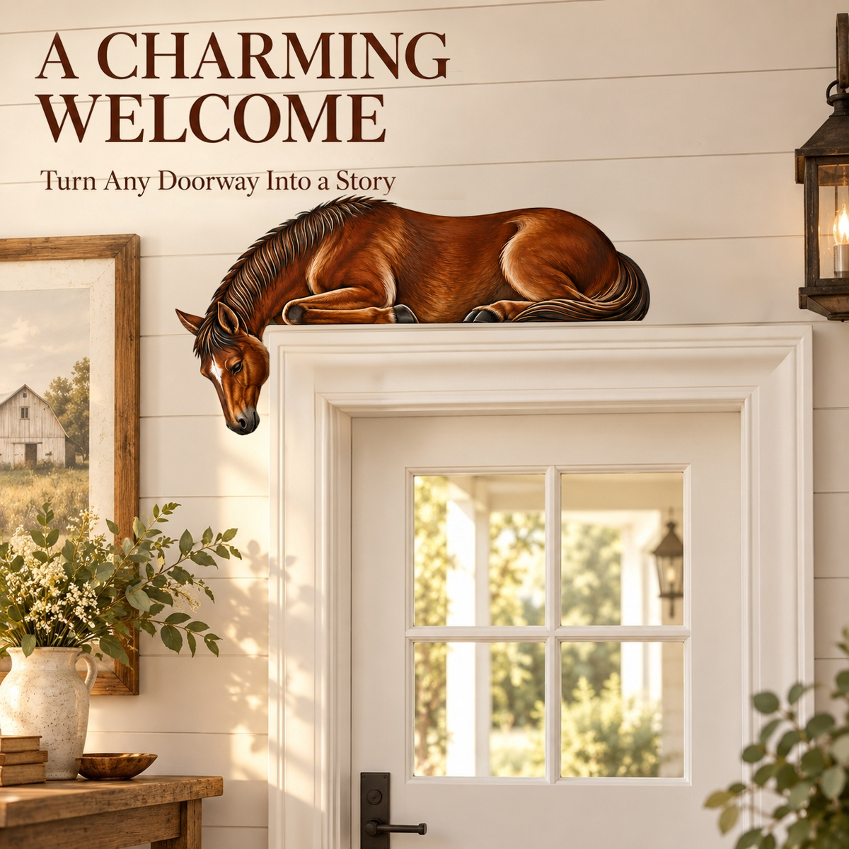 Wooden Horse Door Topper