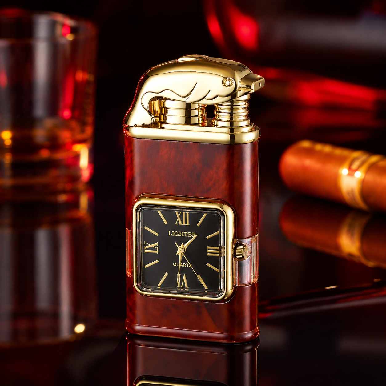 Vintage Watch Bezel Windproof Jet Flame Lighter
