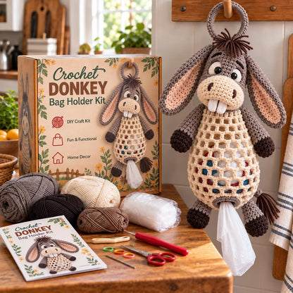Crochet Animal Bag Holder DIY Kit – Cute & Functional Hanging Storage Craft Kit