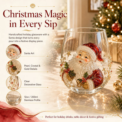 🎄✨ Christmas Glass Art Cup | Luxury Holiday Glassware for Drinks, Decor & Christmas Gifts 🎁