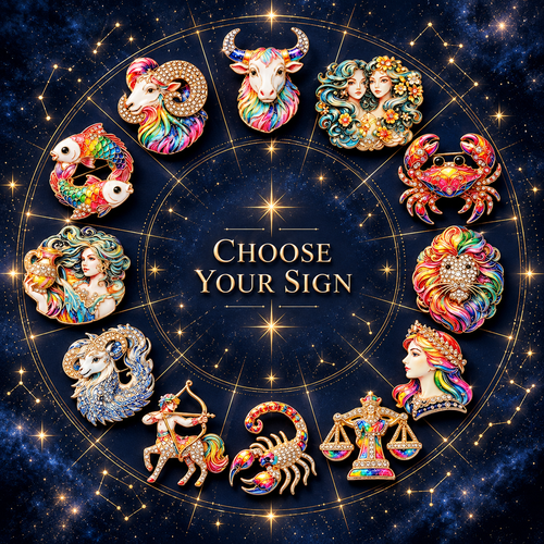 Luxury Zodiac Enamel Brooch – Choose Your Sign