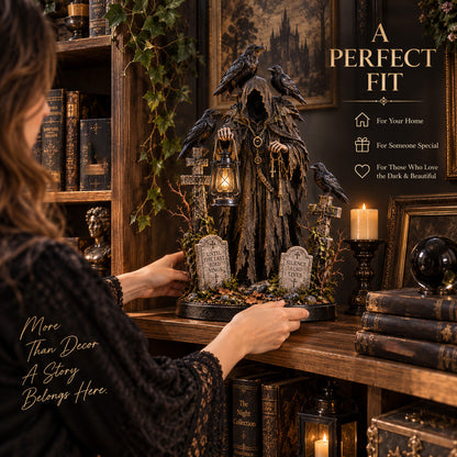 🐦‍⬛ Keeper of the Last Light – Raven Guardian Lantern Statue