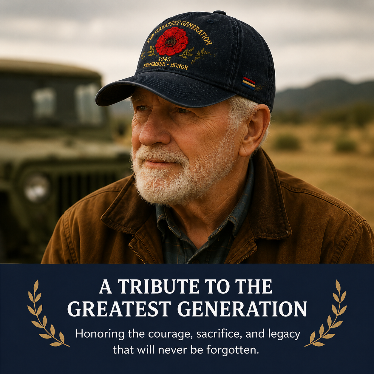 🎁 The Greatest Generation 1945 Memorial Poppy Cap – Remember & Honor