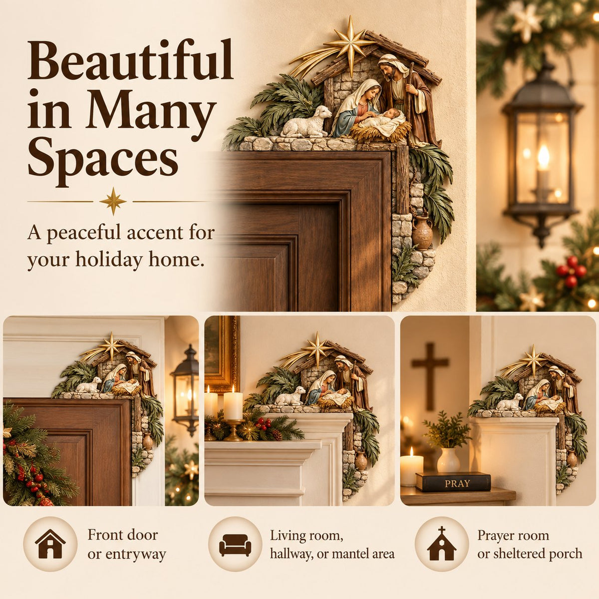 🎄 3D Christmas Nativity Door Frame Corner Decor — A Meaningful Holiday Accent ✨