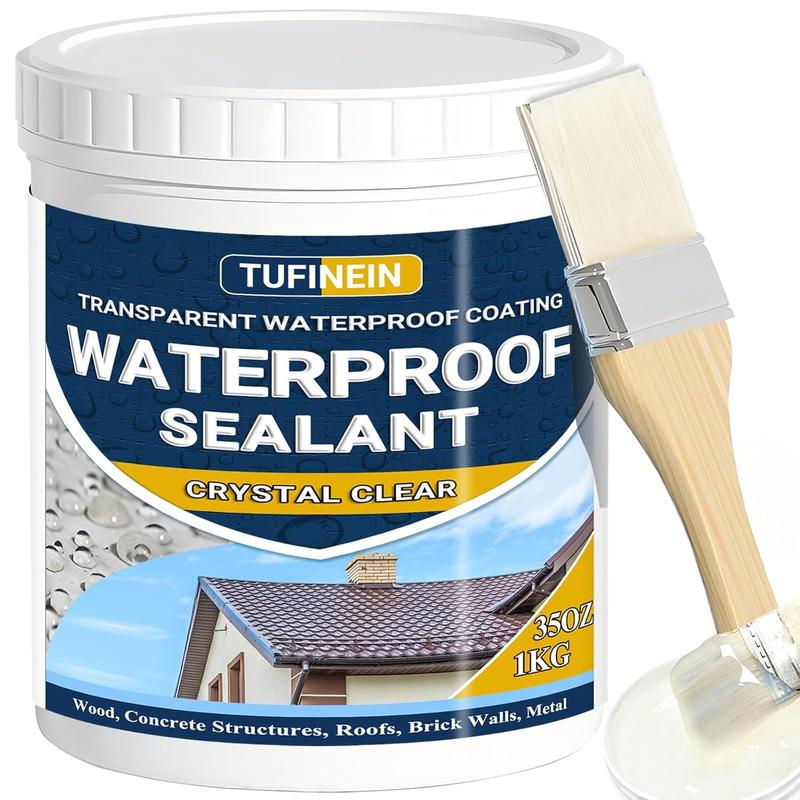 💧35oz Water-Based Transparent Waterproof Coating | Invisible Clear Sealant | Self-Leveling Waterproof Seal for Roof, Brick, Concrete, Wood &amp; Metal Surfaces