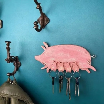 🐷 Piggy Key Holder Wall Sculpture – Cute Farmhouse Decor