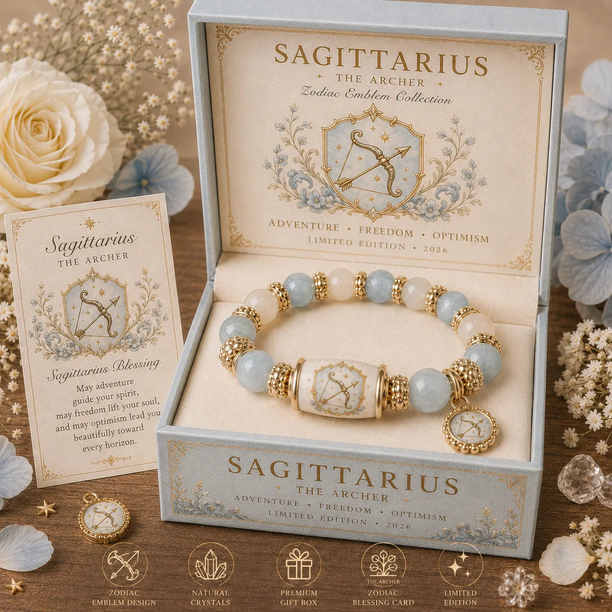 🔥🔥Limited Edition💫 12 Zodiac Bracelet – Natural Chalcedony, Your Sign, Your Energy