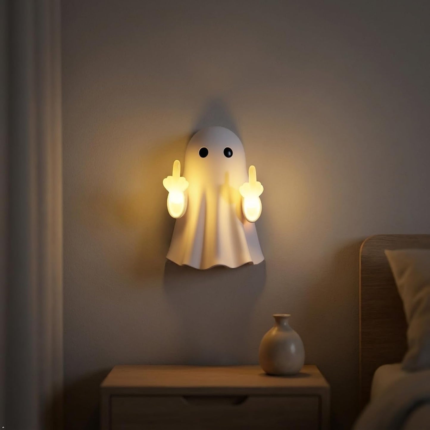 👻Ghost Wall Light - Cute Ghost Night Light with Middle Finger Gesture