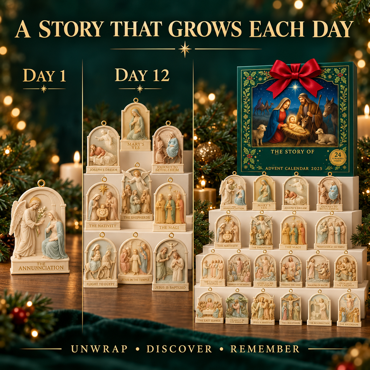 2026 Story of Jesus – 24 Days of Faith & Wonder Advent Calendar with 24 Unique Biblical Scene Miniatures, Christian Christmas Collectible Gift