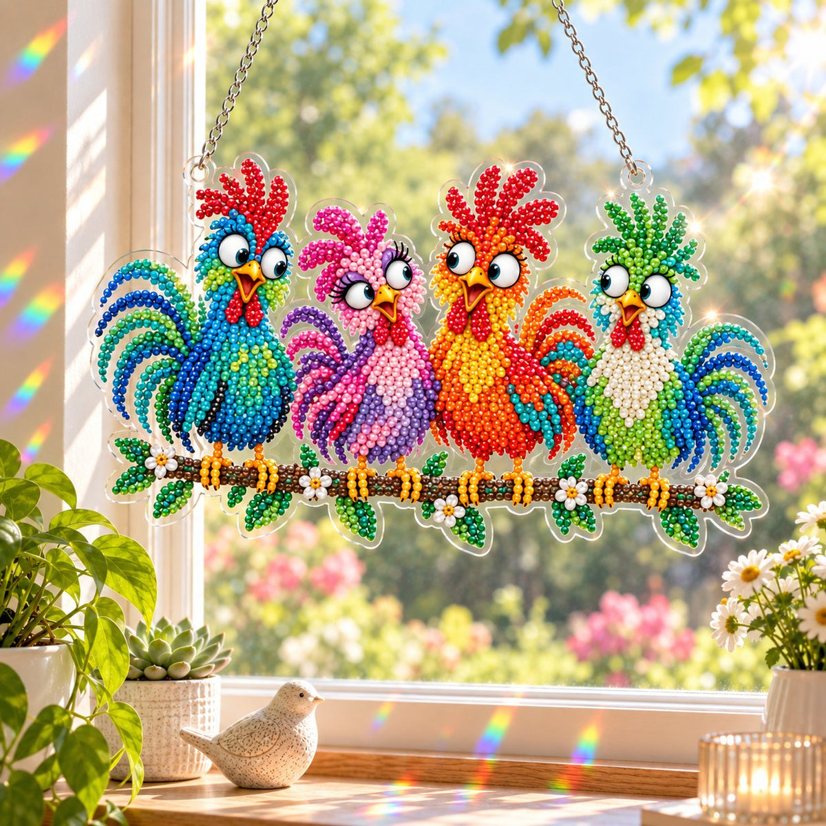 🐦✨ Sunny Birds Diamond Art Suncatcher DIY Kit