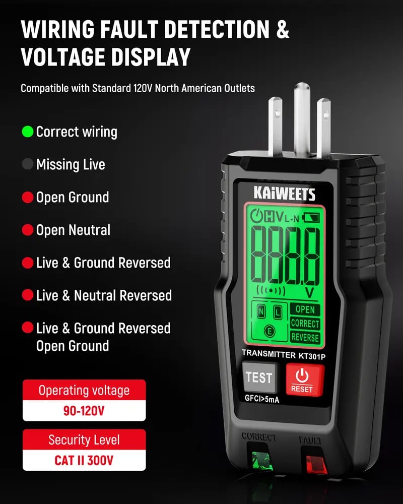 Free shipping🔥2-in-1 Circuit Breaker Finder & Outlet Tester with Smart 2-Scan Tech – Auto-Hold LCD, NCV Detection & Full Adapter Kit.
