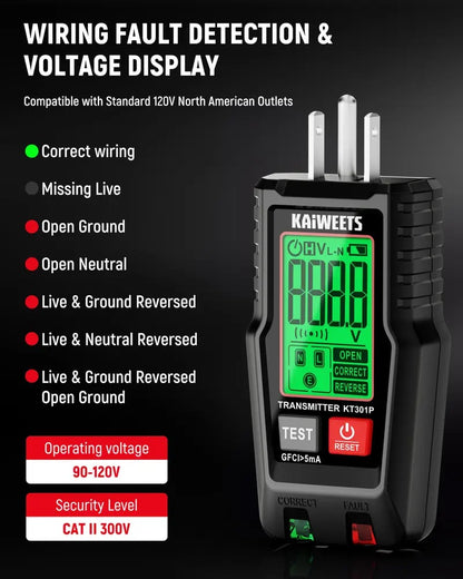 Free shipping🔥2-in-1 Circuit Breaker Finder & Outlet Tester with Smart 2-Scan Tech – Auto-Hold LCD, NCV Detection & Full Adapter Kit.