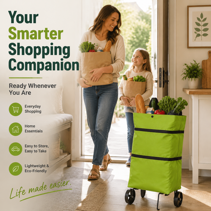🍂 Fall Sale | 37% OFF – 2-in-1 Foldable Shopping Cart Bag with Wheels