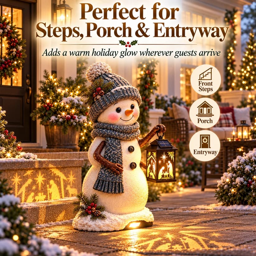 Snowman Christmas decoration for a porch