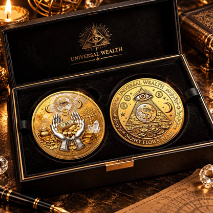 💰3D Wealth Coin – Gold-Tone Prosperity Symbol with Double-Sided Relief