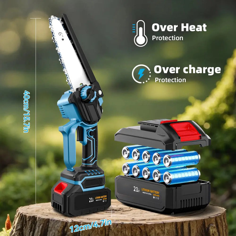 6-Inch Cordless Mini Chainsaw | One-Hand Electric Wood Cutter for Garden & Yard