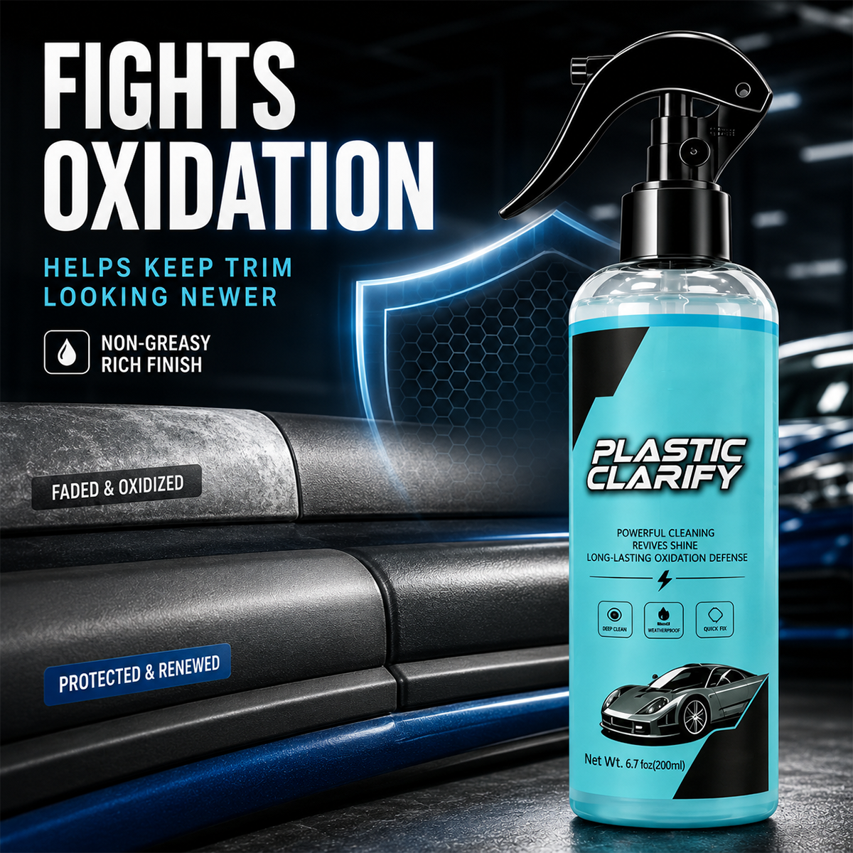 Car plastic trim restorer for faded surfaces