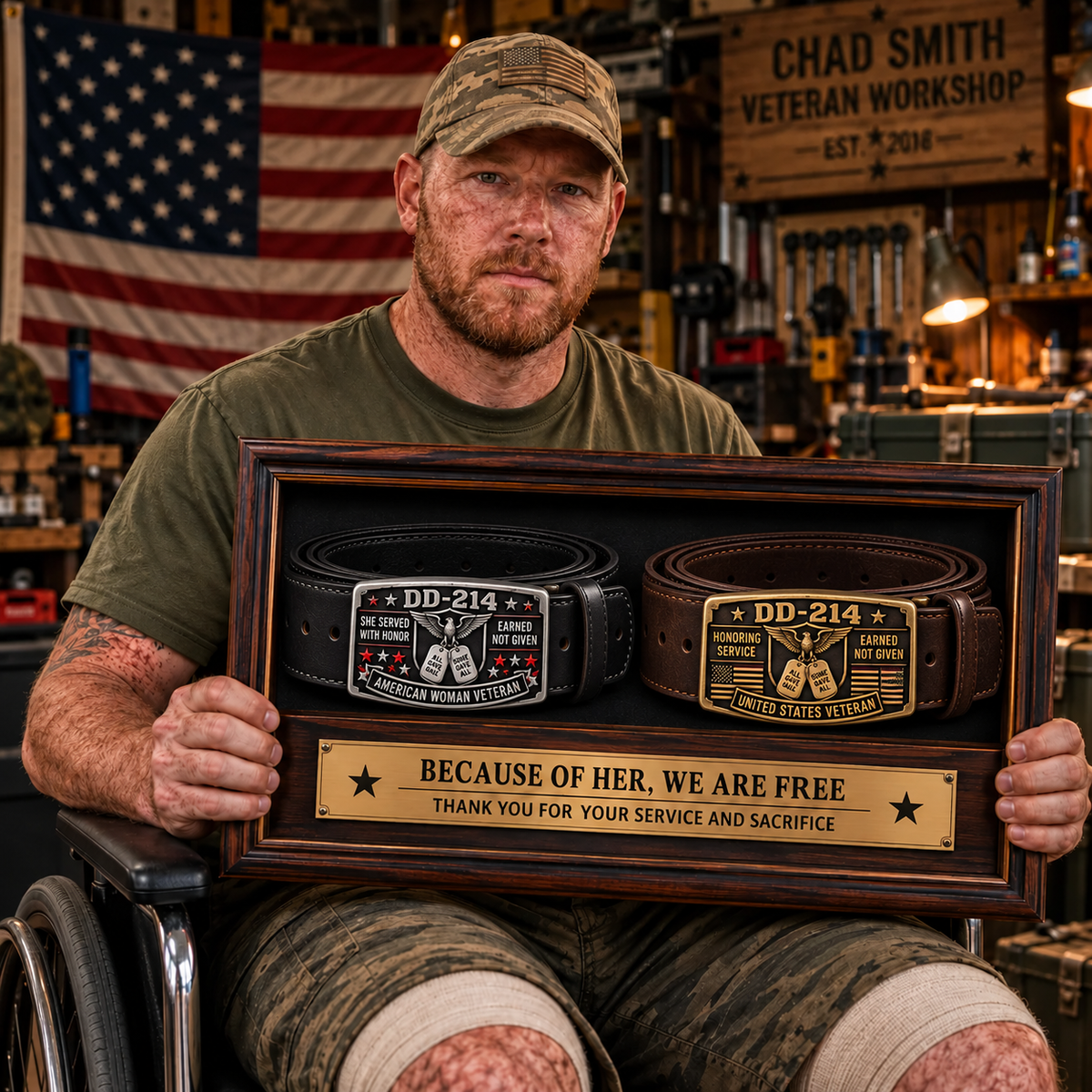 100% Handmade DD-214 Veteran Honor Belt Buckle(𝐂𝐡𝐚𝐝 𝐒𝐦𝐢𝐭𝐡 𝐇𝐚𝐧𝐝𝐦𝐚𝐝𝐞®)