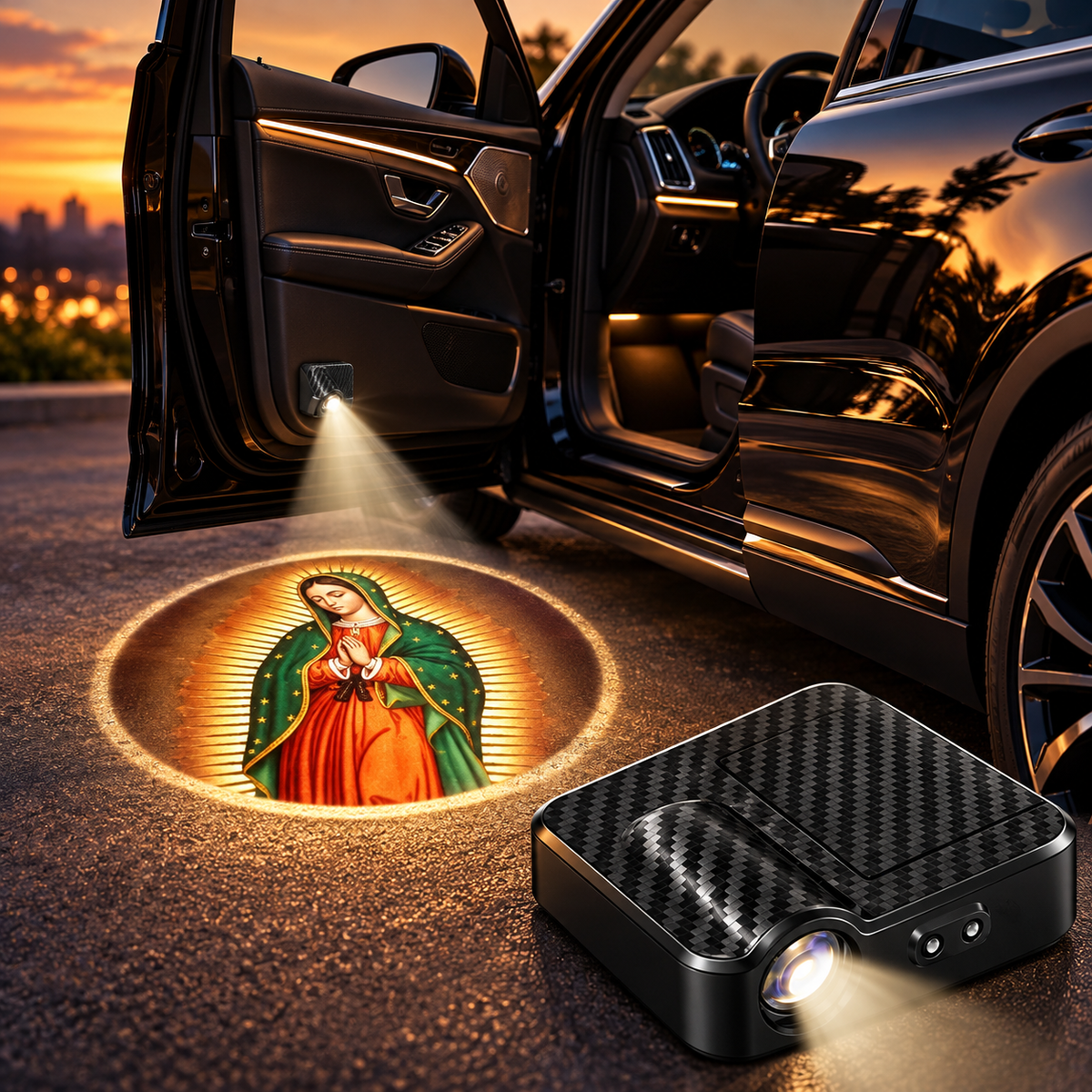 🙏 RoadBlessing™ Our Lady of Guadalupe Car Door Projector Light ✨